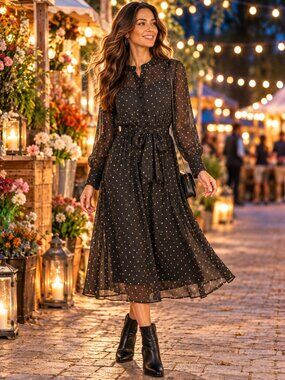 Imperial Black Star Print Sheer Midi Shirt Dress whimsigoth dark romance Italy